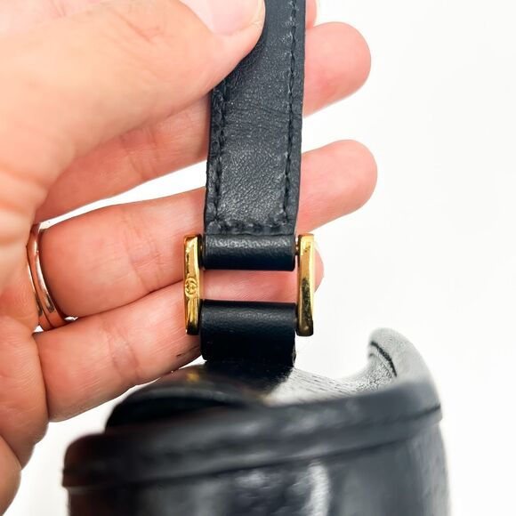 Gucci GG Black Leather Crossbody Shoulder Bag Purse Monogram - Picture 6 of 14